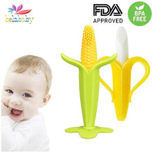 Load image into Gallery viewer, Infant Baby Teether Toy Silicone Banana Corn Baby Teethers Toy Soothing Teething Pacifier Chew Infant Oral Tooth Brush 7-9Months