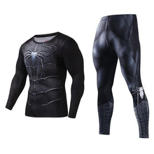 Load image into Gallery viewer, Men&#39;s Compression GYM training Clothes Suits workout Superman jogging Sportswear Fitness Dry Fit Tracksuit Tights 2pcs / sets