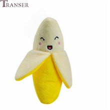 Load image into Gallery viewer, Transer Pet Supply 1pc Plush Banana Shape Dog Squeak Sound Toys Fruit Interactive Cat Dog Toy 80406