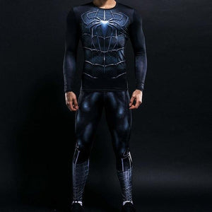 Men's Compression GYM training Clothes Suits workout Superman jogging Sportswear Fitness Dry Fit Tracksuit Tights 2pcs / sets