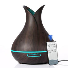 Load image into Gallery viewer, 400 ml Ultrasonic Air Humidifier Aroma Essential Oil  Diffuser with Wood Grain 7 Color Changing LED Lights for Office Home